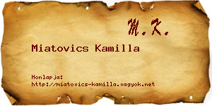 Miatovics Kamilla névjegykártya